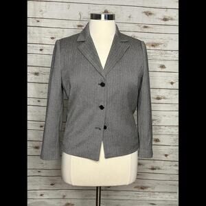 Vintage Ann Taylor 100% wool herringbone single-breasted blazer Size 14